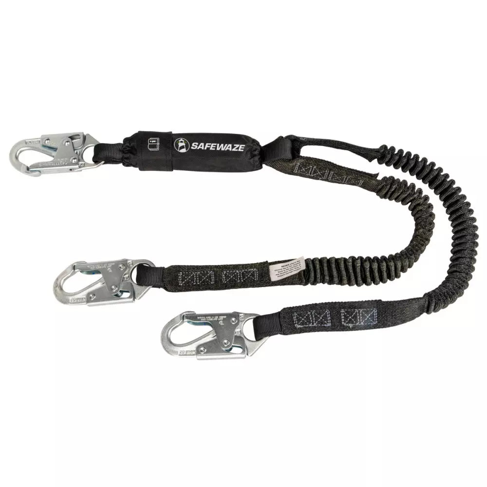 PRO 6' Stretch Energy Absorbing Lanyard: Dual Leg, Snap Hooks