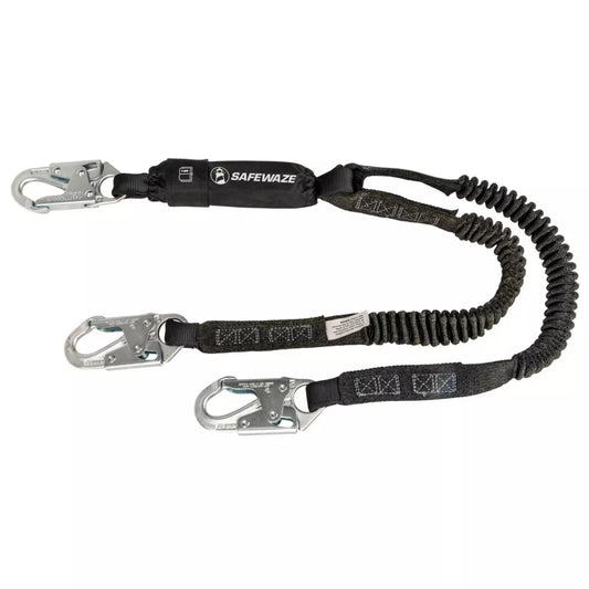 PRO 6' Stretch Energy Absorbing Lanyard: Dual Leg, Snap Hooks