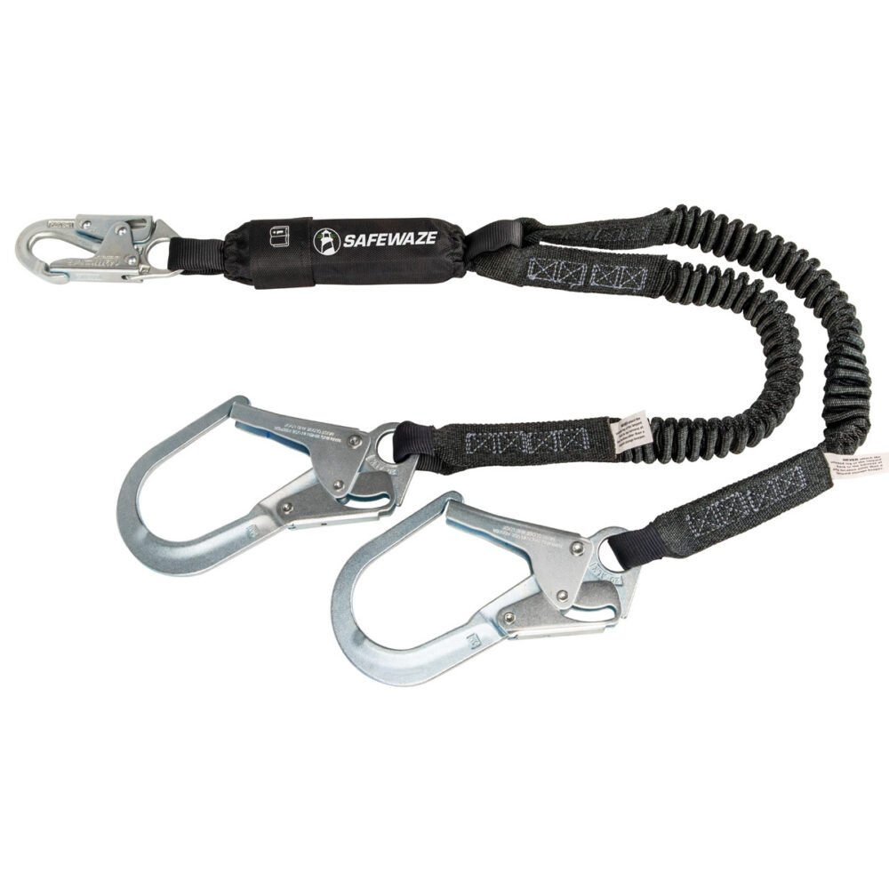 PRO 6' Stretch Energy Absorbing Lanyard: Dual Leg, Rebar Hooks