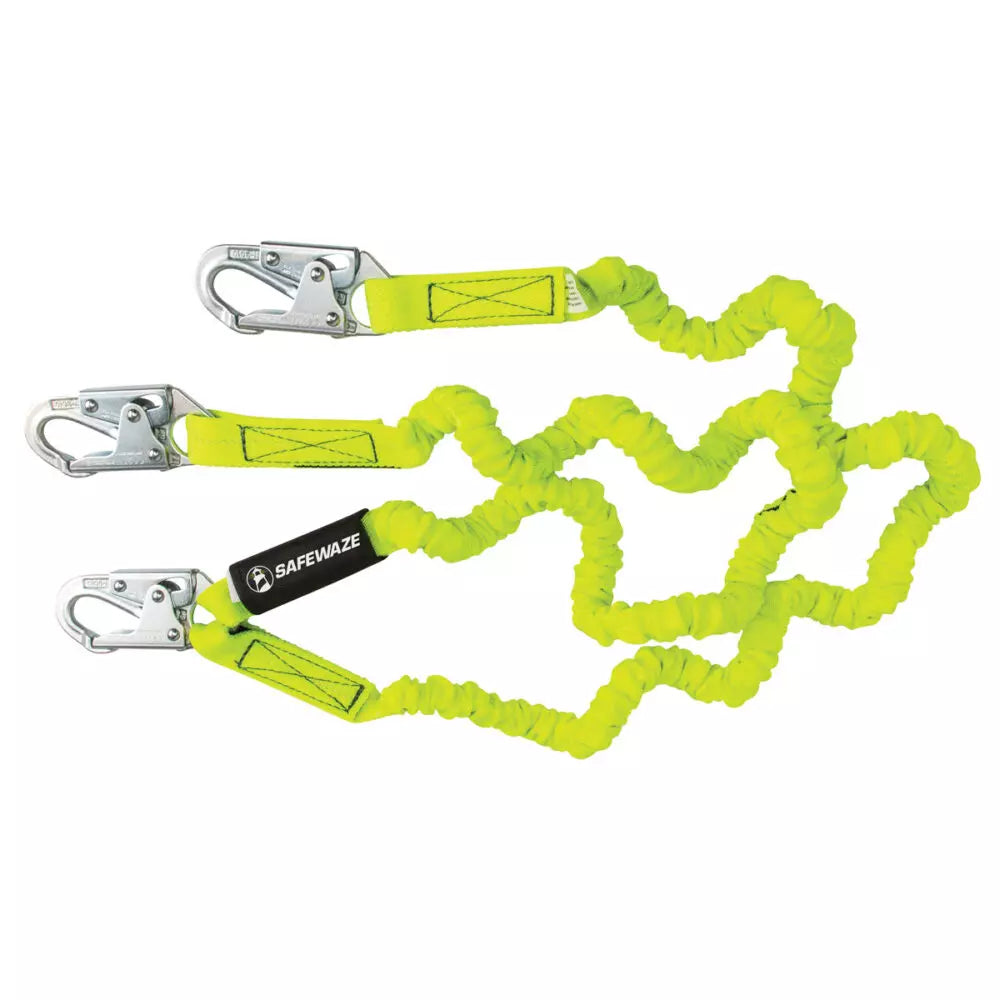 PRO 6' Stretch Internal Energy Absorbing Lanyard: Dual Leg, Snap Hooks