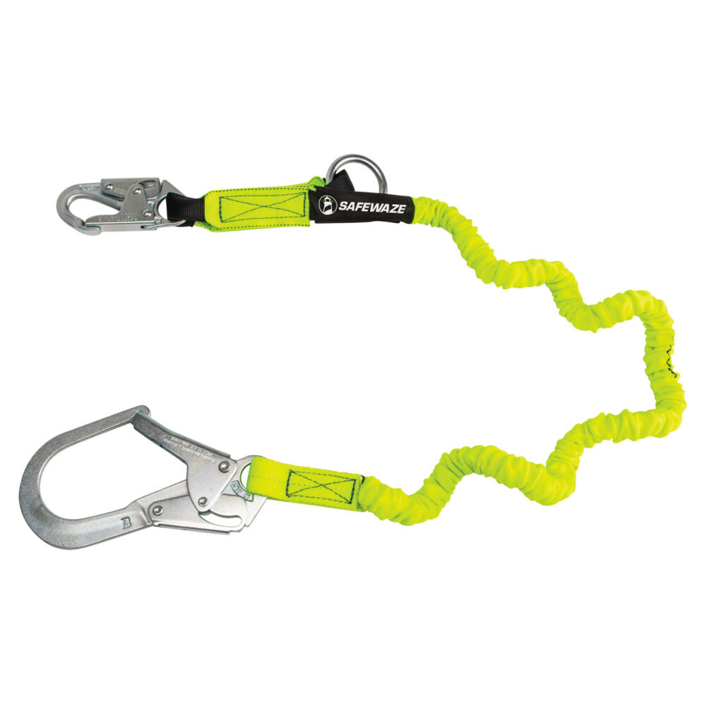 PRO 6' Stretch Internal Energy Absorbing Lanyard: O-Ring, Rebar Hook