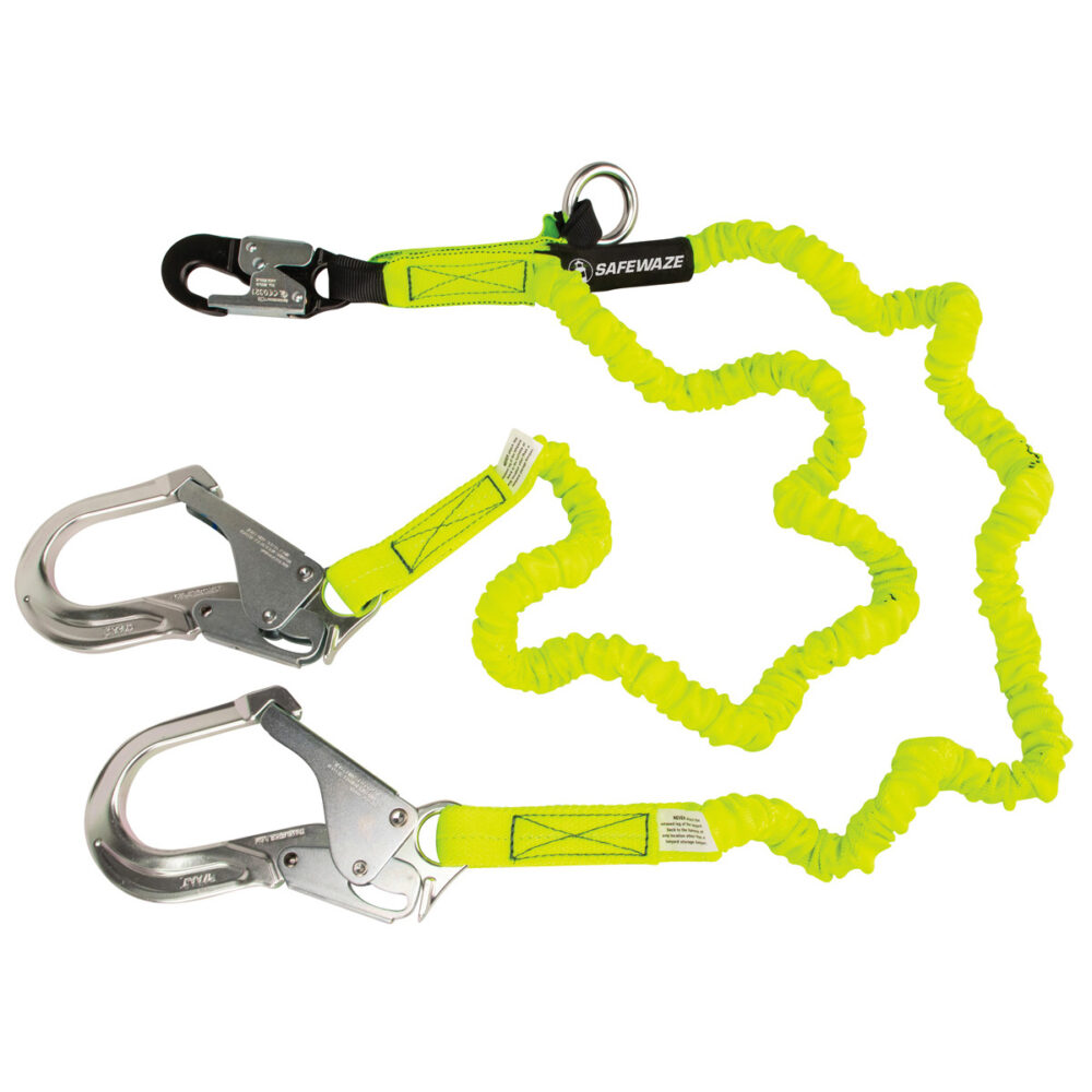 PRO 6' Stretch Internal Energy Absorbing Lanyard: Dual Leg, O-Ring, Alu Rebar Hooks