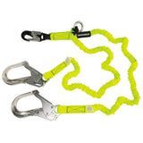 PRO 6' Stretch Internal Energy Absorbing Lanyard: Dual Leg, O-Ring, Alu Rebar Hooks