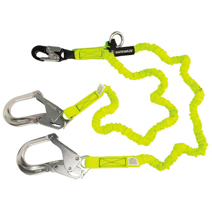 PRO 6' Stretch Internal Energy Absorbing Lanyard: Dual Leg, O-Ring, Alu Rebar Hooks