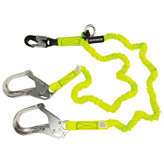 PRO 6' Stretch Internal Energy Absorbing Lanyard: Dual Leg, O-Ring, Alu Rebar Hooks