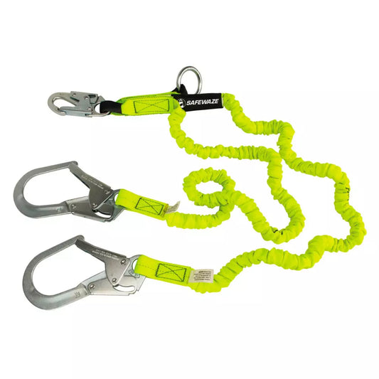 PRO 6' Stretch Internal Energy Absorbing Lanyard: Dual Leg, O-Ring, Rebar Hooks
