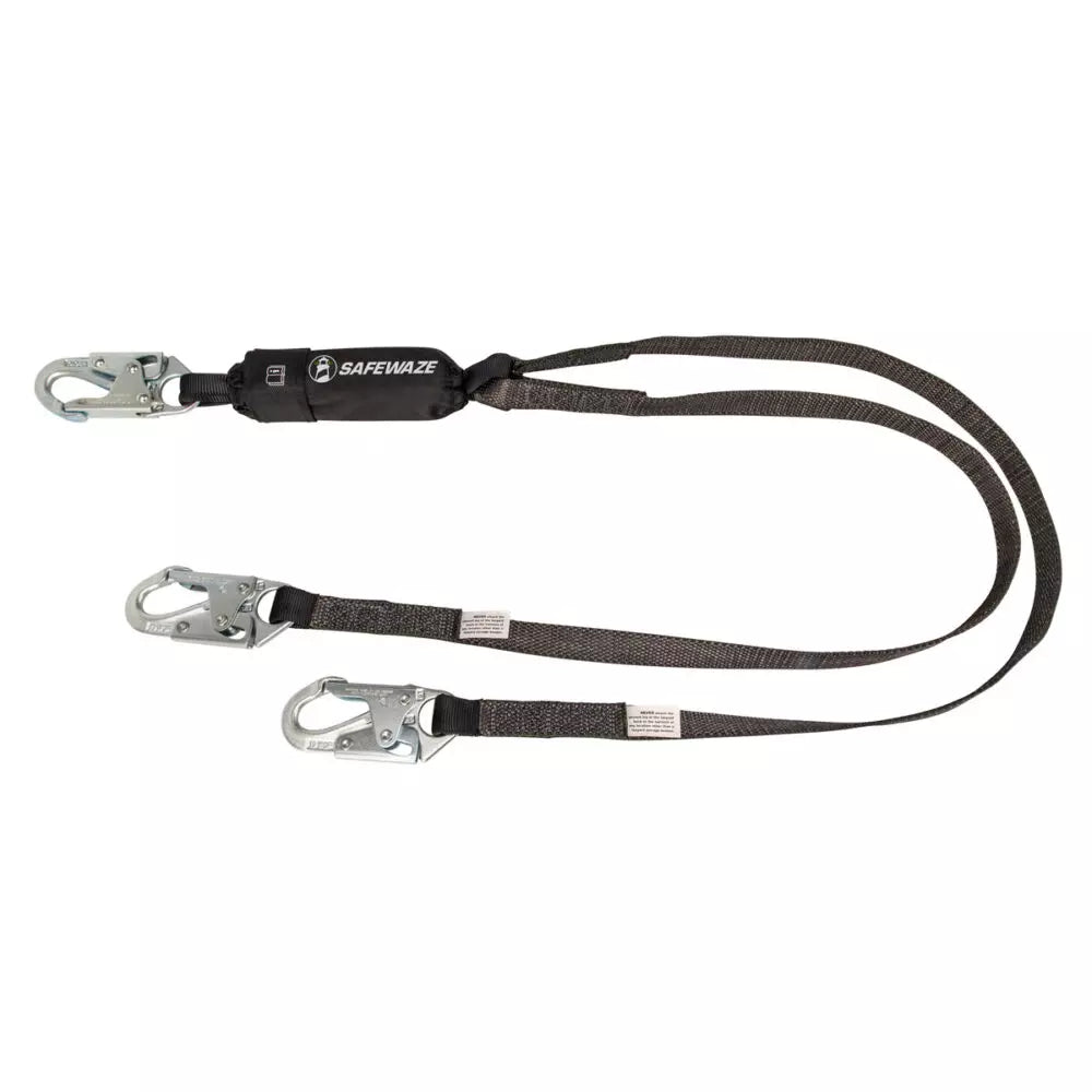 Heavyweight 6' Energy Absorbing Lanyard: Dual Leg, Snap Hooks