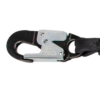 PRO 6' Stretch Energy Absorbing Lanyard: 12' FF Dual Leg, Alu Rebar Hooks, Rescue Rings - Image 2
