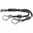 PRO 6' Stretch Energy Absorbing Lanyard: 12' FF Dual Leg, Alu Rebar Hooks, Rescue Rings