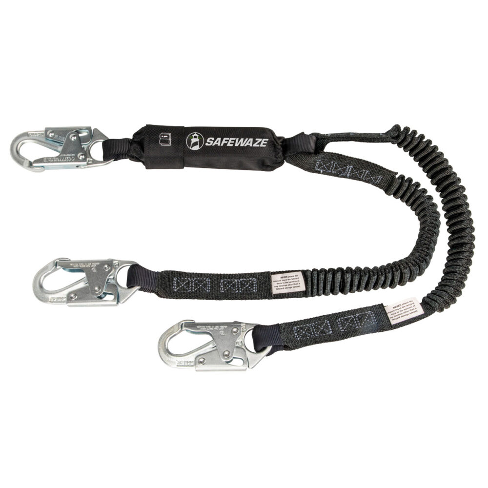 PRO 6' Stretch Energy Absorbing Lanyard: 12' FF Dual Leg, Snap Hooks