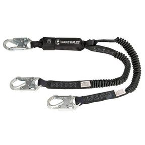 PRO 6' Stretch Energy Absorbing Lanyard: 12' FF Dual Leg, Snap Hooks