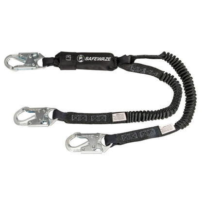 PRO 6' Stretch Energy Absorbing Lanyard: 12' FF Dual Leg, Snap Hooks