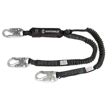PRO 6' Stretch Energy Absorbing Lanyard: 12' FF Dual Leg, Snap Hooks