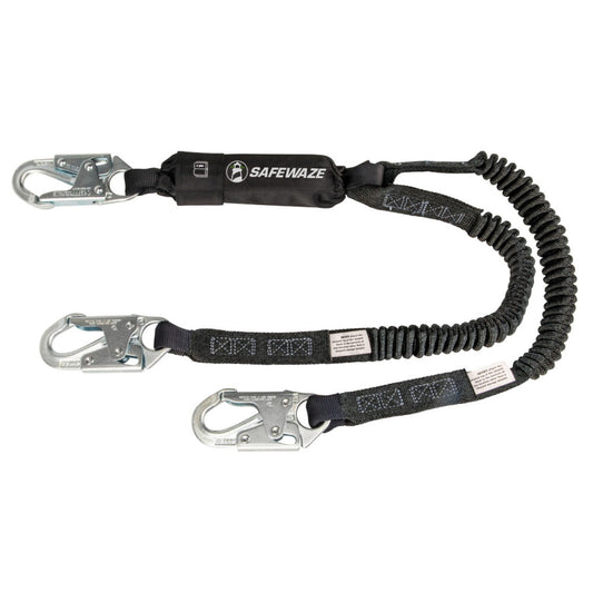 PRO 6' Stretch Energy Absorbing Lanyard: 12' FF Dual Leg, Snap Hooks