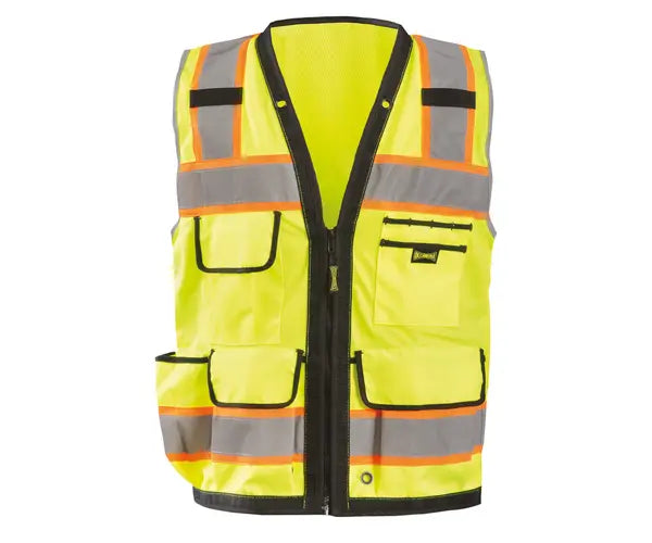 Solid/Mesh Heavy Duty Two-Tone Surveyor Vest W/Zipper  LUX-HDS2T