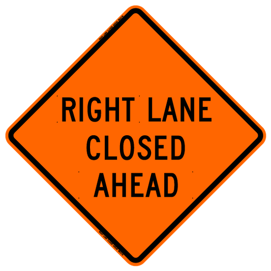 Right Lane Closed Ahead (3 Line)(RUS)