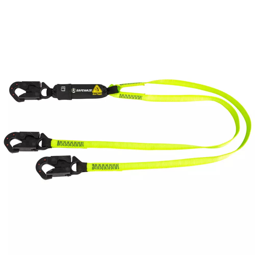 Arc Flash 6' Energy Absorbing Lanyard: Dual Leg, Dielectric Snap Hooks