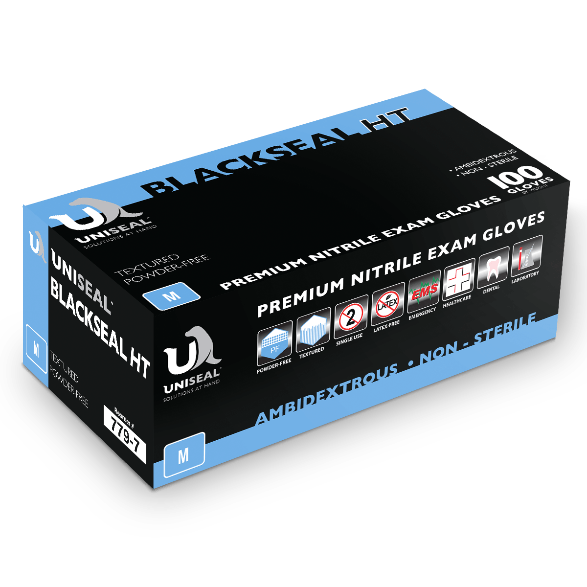 Uniseal®  Nitrile Exam Gloves – BlackSeal HT Powder-Free